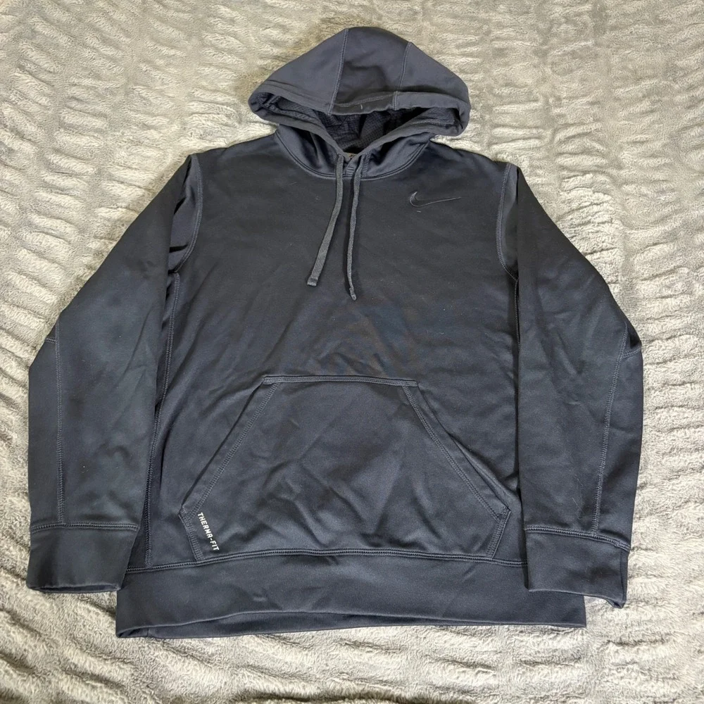 Nike Therma-Fit Mens Hoodie Navy Blue Pullover Sweatshirt 465784-475 Small